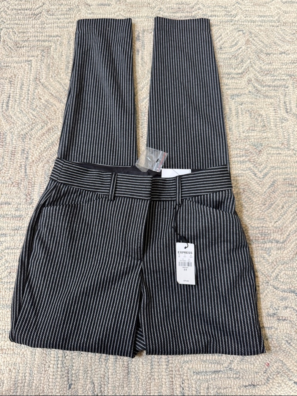 Express Black Pinstripe Straight-Leg Pants
